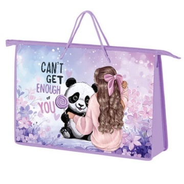 Папка для тетрадей. А4. На молнии. С ручками. "ДЕВОЧКА С ПАНДОЙ"