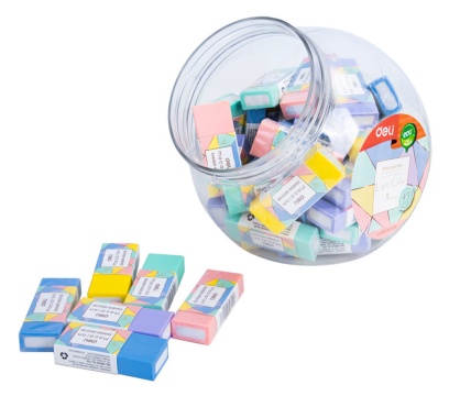 Ластик Deli. Macaron 50*22*11 мм пластик. туба