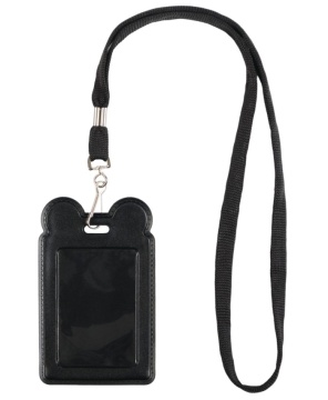 Бейдж 70*107мм вертик., с ушками, лента с карабином, черный