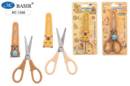 Ножницы детские. "КАПИБАРА". В пластик.чехле. Длина ножниц 13,5 см, лезвие 6,5 см. Цветные в ассортименте