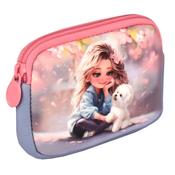 Кошелек для банкнот и монет Феникс+ "Блондинка с собачкой" 12*9*1,8см, неопрен, молния