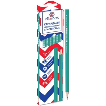 Карандаш Attomex HB, шестигр., корп. зелёный пластиковый