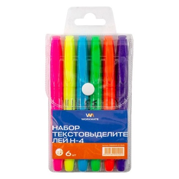 Набор текстовыделителей Workmate H-4, 6 цветов в PVC - пенале, 1-4 мм *6