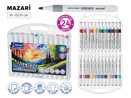 Набор маркеров акриловых 24цв. пулевидн. "Lorenzo" 2мм