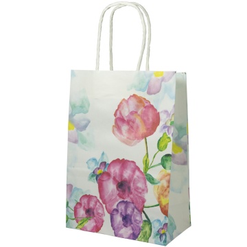 Пакет подар. бумажн. крафт 15*21*8 см, 120 гр/м Маки, 4 дизайна