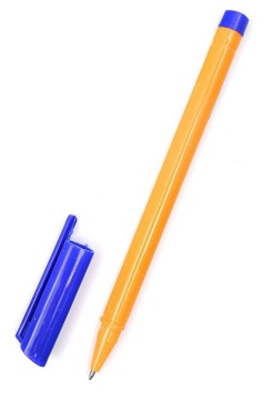 Ручка шариковая QREDO синяя, оранжевый корпус, трехгранная, 0,7мм