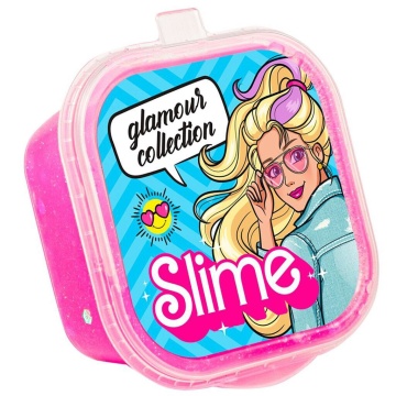 Slime  60гр "Glamour collectio" розовый с блестками