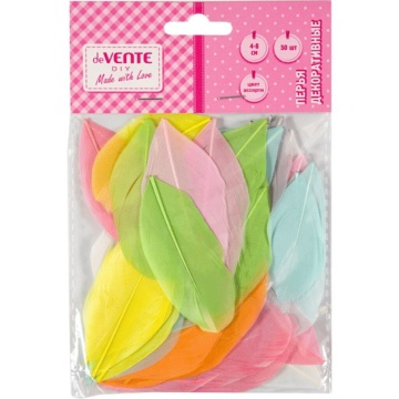 Набор "Перья декоративные Leaf"  4-8см, 50 шт, натуральные гусиные в виде листочка, пастель