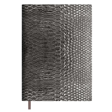 Ежедневник недат. А6+ 160л., кож.зам., мягк.пер. "Анаконда металлик стальная" ляссе