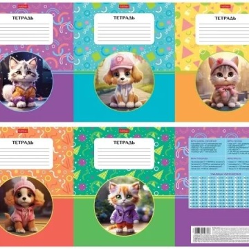 Тетрадь А5 18л кл. Hatber "Маленькие пушистики" 5 диз.в блоке, белизна 100%