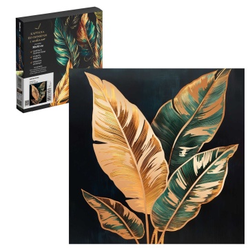 Картина по номерам на холсте с поталью 30*40см "Золотые листья"