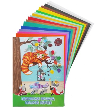 Бумага цв. А4 16цв. 16л. одностор. тонированная, пл. 70гр/м2 "Мышки договариваются"