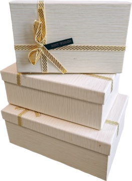 Набор подарочных коробок  3в1 с бантом, слоновая кость 19*12*6.5, 21*14*8, 23*16*9.8см