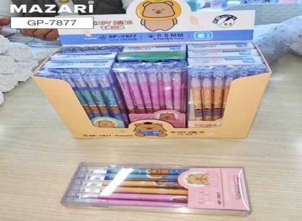 Ручка гелевая стираемая. "КАПИБАРА". 0.5 мм, термочувств.чернила, пластик.цв.корпус. 3 дизайна. Синяя