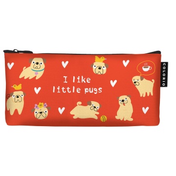 Пенал-косметичка (200*90) молния, кожзам "Веселые картики. Оранжевый"