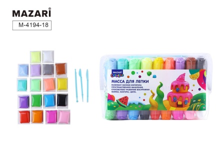 Пластилин супер легкий  18цв*13гр, 3 стека