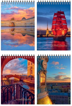 Блокнот А6  60л гребень "Атмосферный Питер" кл., УФ-лак