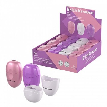 Точилка пласт. с контейнером 1 отв. Eva, Candy, ассорти