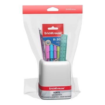 Набор настольный пластиковый ErichKrause Forte, Pastel Mint, белый с мятной вставкой