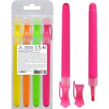 Набор текстовыделителей "Attomex.Ergonomy"" 4 цв., 1-4мм, круг.корпус