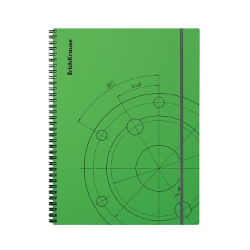 Тетрадь общая с пластиковой обложкой на спирали ErichKrause Draft, зеленый, А4, 80 листов, клетка, н