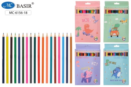 Карандаши цветные  "DINO"; деревянные, 18 цв.