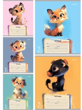Тетрадь А5 12л косая лин. Проф-Пресс "Забавные животные - 4" твин.лак, 5 диз.в спайке