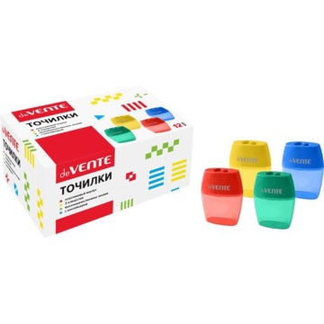 Точилка пласт. 2 отв. с контейнером овальная