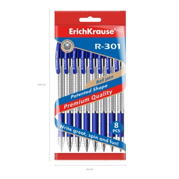 Набор из 8 ручек шариковых автоматических ErichKrause R-301 Matic&Grip Classic 1.0, цвет чернил сини