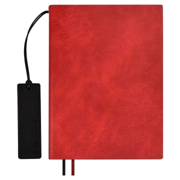 Ежедневник недат. А5+ 160л., кож.зам., мягк.пер. "Шеврет красный" блинт.тисн. ляссе-закладка