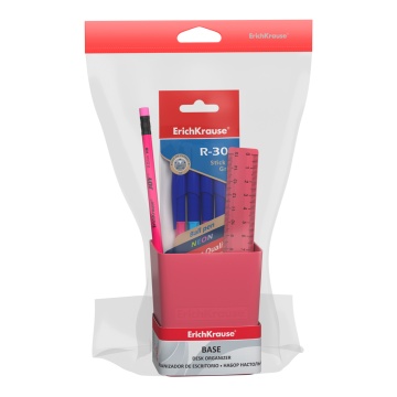 Набор настольный пластиковый ErichKrause Base, Bubble Gum, розовый