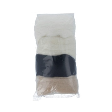 Набор шерсти для валяния мерисовая 100% "Ассорти" 4шт*10гр, белый, бежевый, черный, айвори