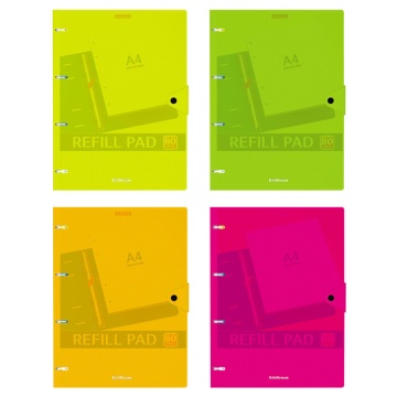 Тетрадь А4 80л кл. на кольцах Erich Krause "Neon" пластик. обложка, клетка, на кнопке