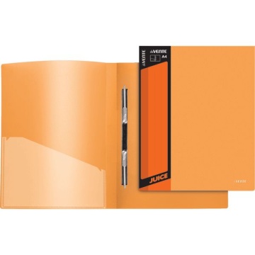 Папка c пружин. скоросш. пластик. 0,45мм, с карманом, оранжевая