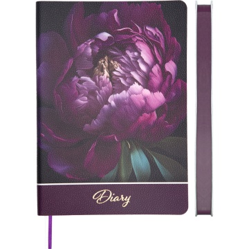 Ежедневник недат. А5 deVENTE Greta" 272стр., фиолетовый с цветком, мяг..обл.,кожзам., ляссе