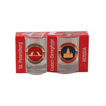 Набор стопок 2шт. "Санкт-Петербург" сувенирный с мет.значками