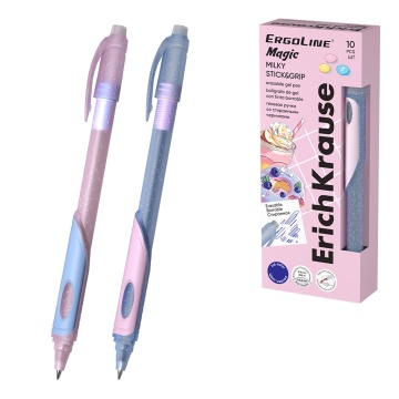 Ручка гелевая сo стираемыми чернилами ErichKrause ErgoLine Magic Stick&Grip Milky 0.5, цвет чернил