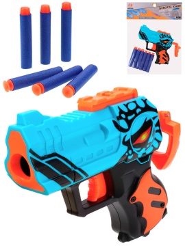 Игрушка пистолет 17см 6 софт-патронов