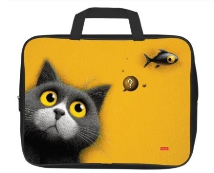 Папка А4 (350*265*40) с ручками, молния, ткань "Пушистый философ"