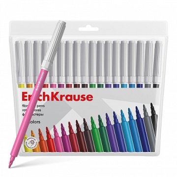 Фломастеры  18цв "Erich Krause. Basic", вент.колпачок, блистер