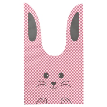 Мешок подар. ПВХ  с ушами 18*30см "Заяц в горошек" розовый 50шт/уп