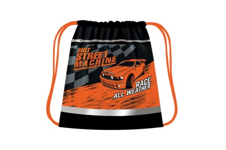 Мешок для обуви 1 отд, 410*490, карман, светоотр. "Оранжевая машина"