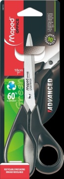 Ножницы MAPED "ADVANCED GREEN" 18 cм, асимметричные, регулир. заклепка, эргоном. ручки