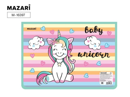 Папка для труда. А4, на молнии. 325*230*100 мм, "BABY UNICORN", пластик, ламинированный картон