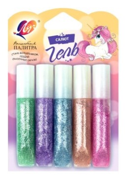 Гель с блестками "Салют" 5 цв.(по 5 мл.)