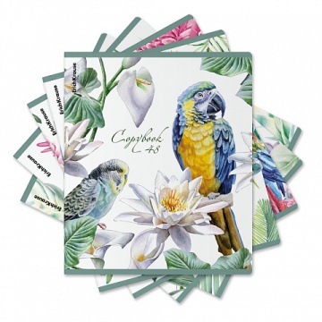 Тетрадь А5 48л кл. Erich Krause "Тропические птицы,", УФ-лак выборочный+ламинация мат.+конгр.