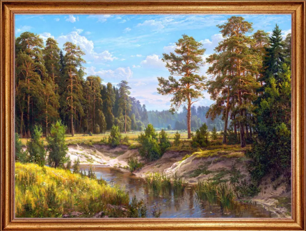 Алмазная мозаика, 40х50см. Полная выкладка. ЛЕСНАЯ РЕЧКА.