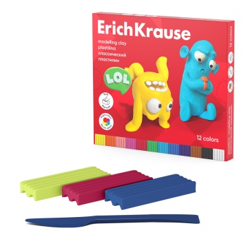 Пластилин 12цв 216гр. Erich Krause Jolly Friends со стеком