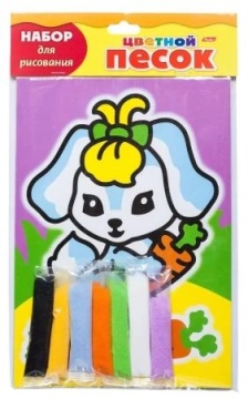 Аппликация из песка А5 "Зайка с морковкой"