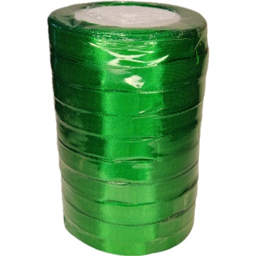 Лента упаковочная атласная 12мм, 22 м зеленая (10шт/уп)
